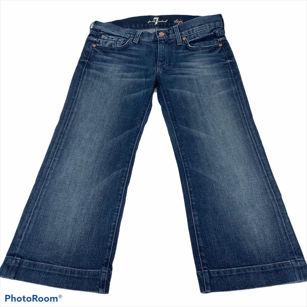7 For All Mankind DOJO  Capris Mid Rise Pockets Wide Leg Denim Women Size 27